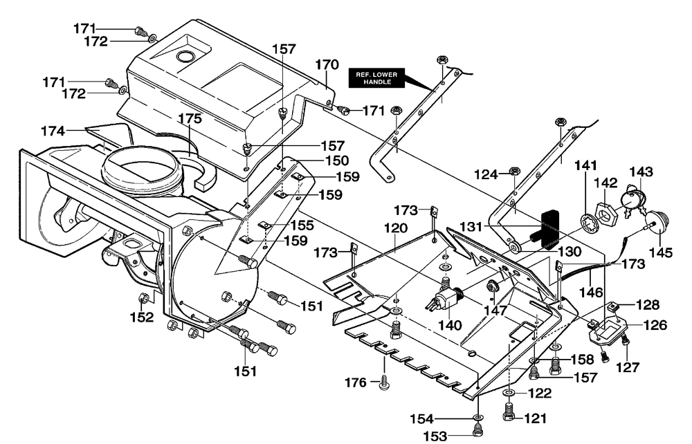 Top Cover Assembly Diagram and Parts List for 620301X4NC 2004 Briggs and Stratton Snow Blower
